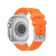 For Apple Watch SE 2022 44mm Loners Liquid Silicone Watch Band(Sliver Orange)