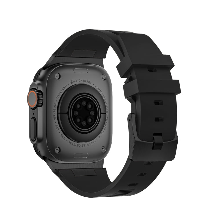 For Apple Watch Series 7 45mm Loners Liquid Silicone Watch Band(Black Black) - Watch Bands by PMC TechLife | Online Shopping South Africa | PMC TechLife