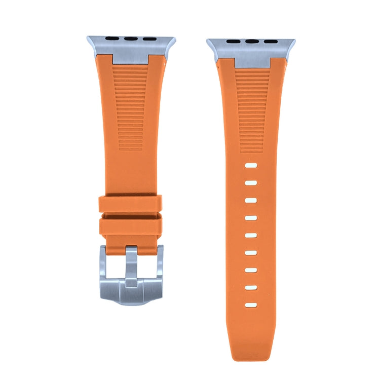 For Apple Watch Series 7 45mm Loners Liquid Silicone Watch Band(Sliver Orange) - Watch Bands by PMC TechLife | Online Shopping South Africa | PMC TechLife