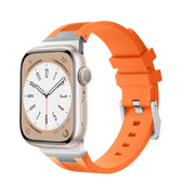 For Apple Watch Series 7 45mm Loners Liquid Silicone Watch Band(Sliver Orange)