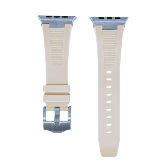 For Apple Watch SE 44mm Loners Liquid Silicone Watch Band(Silver Starlight)