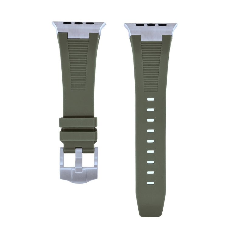 For Apple Watch Series 5 44mm Loners Liquid Silicone Watch Band(Titanium Green)
