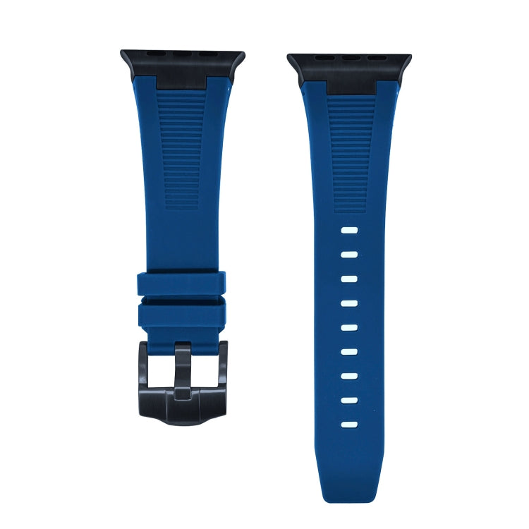 For Apple Watch Series 3 42mm Loners Liquid Silicone Watch Band(Black Midnight Blue) - Watch Bands by PMC TechLife | Online Shopping South Africa | PMC TechLife