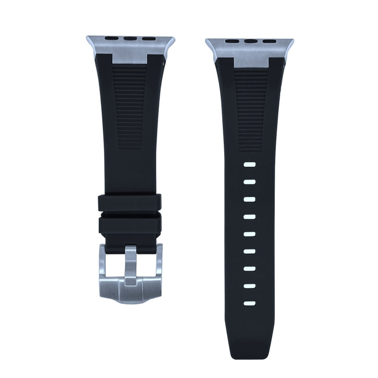 For Apple Watch Series 3 42mm Loners Liquid Silicone Watch Band(Silver Black) - Watch Bands by PMC TechLife | Online Shopping South Africa | PMC TechLife