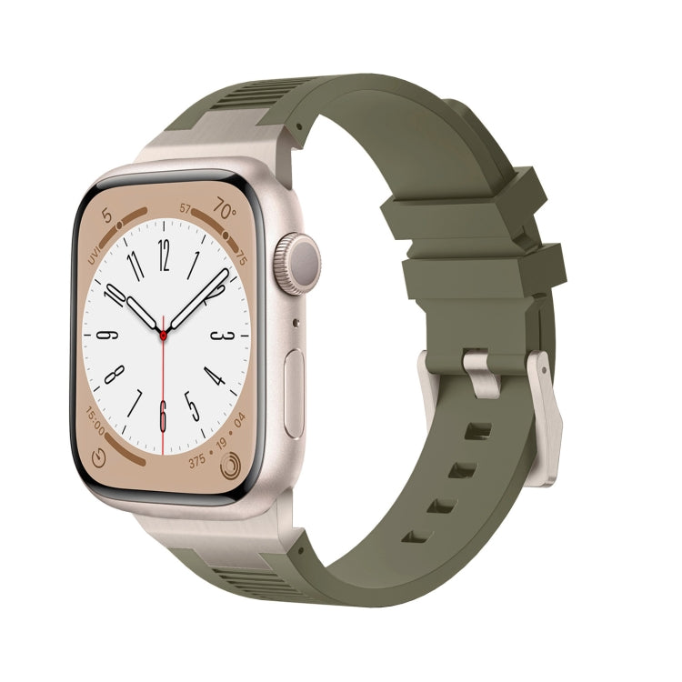 For Apple Watch Series 2 42mm Loners Liquid Silicone Watch Band(Titanium Green) - Watch Bands by PMC TechLife | Online Shopping South Africa | PMC TechLife