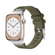 For Apple Watch 42mm Loners Liquid Silicone Watch Band(Silver Green)