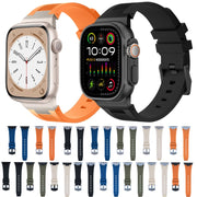 For Apple Watch 42mm Loners Liquid Silicone Watch Band(Silver Black)