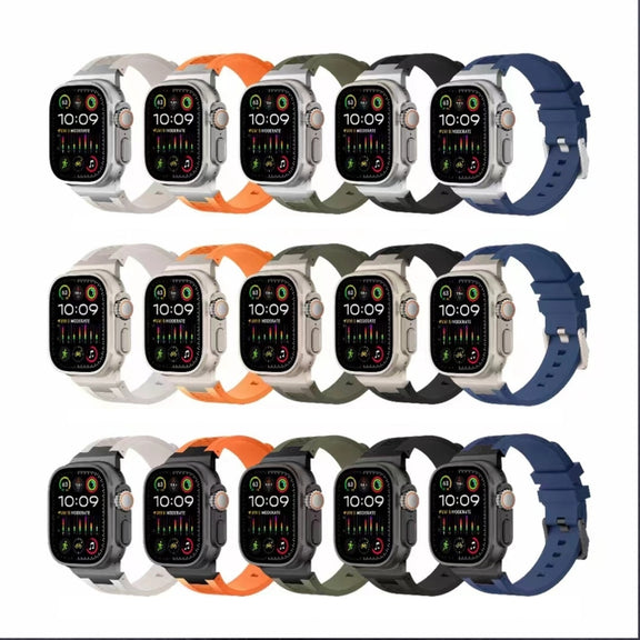 For Apple Watch SE 2022 44mm Loners Liquid Silicone Watch Band(Silver Starlight)