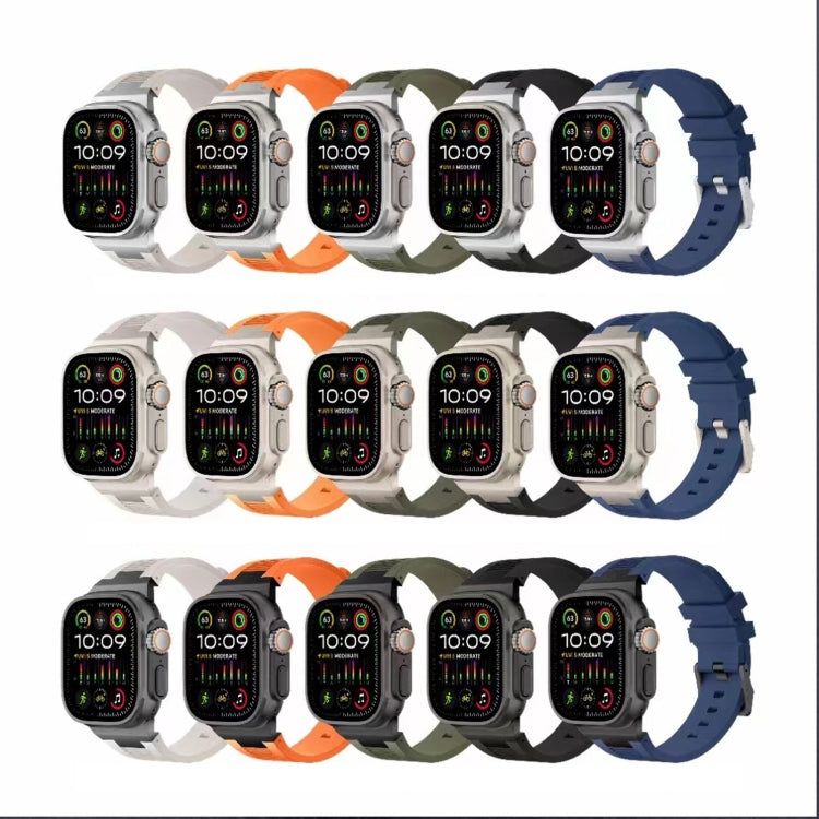 For Apple Watch SE 2022 44mm Loners Liquid Silicone Watch Band(Silver Starlight)