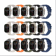 For Apple Watch Series 9 45mm Loners Liquid Silicone Watch Band(Silver Starlight)