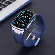 For Apple Watch 42mm Loners Liquid Silicone Watch Band(Silver Green)