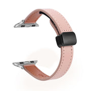 For Apple Watch Ultra 49mm Slim Magnetic Buckle Genuine Leather Watch Band(Plain Pink)