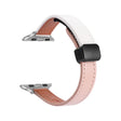 For Apple Watch 38mm Slim Magnetic Buckle Genuine Leather Watch Band(Plain Beige Pink) - Watch Bands by PMC TechLife | Online Shopping South Africa | PMC TechLife