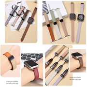 For Apple Watch Ultra 2 49mm Slim Magnetic Buckle Genuine Leather Watch Band(Plain Black)