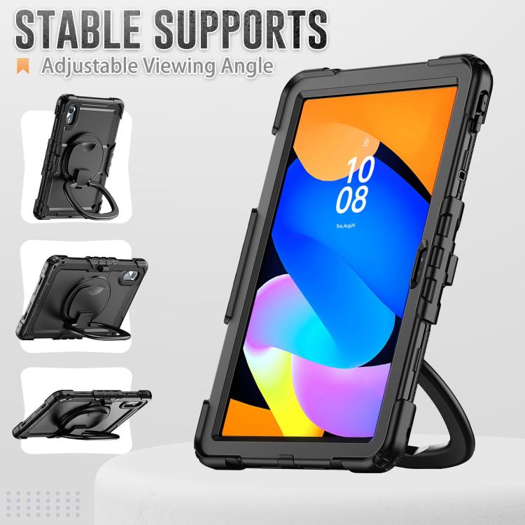 For Lenovo Xiaoxin Pad 2024 / 2025 Handle Silicone Hydric PC Tablet Case with Shoulder Strap(Black)