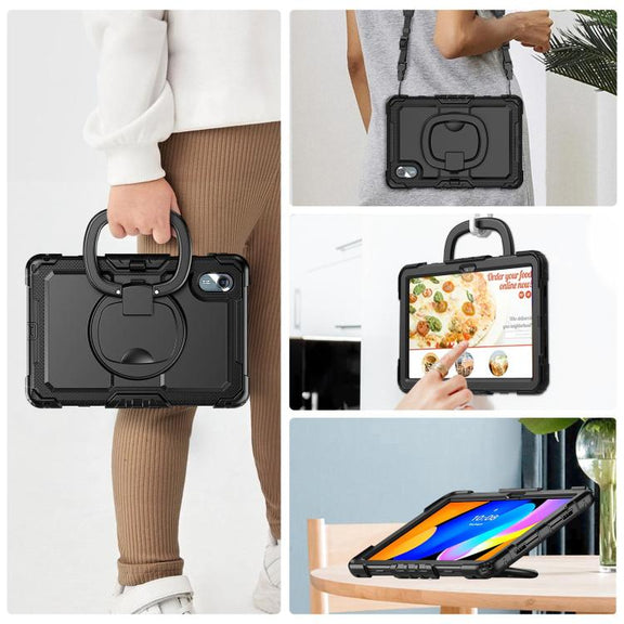 For Lenovo Xiaoxin Pad 2024 / 2025 Handle Silicone Hydric PC Tablet Case with Shoulder Strap(Black)