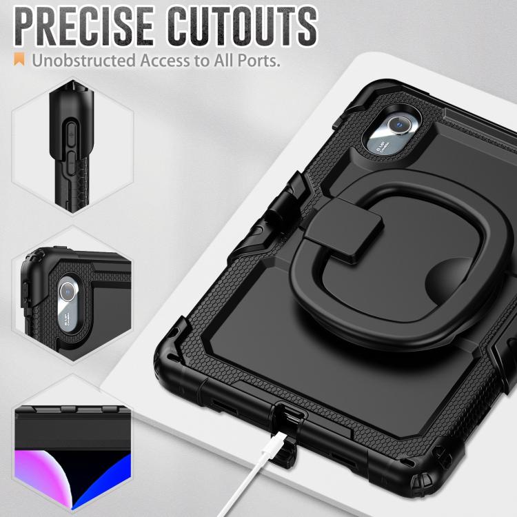 For Lenovo Xiaoxin Pad 2024 / 2025 Handle Silicone Hydric PC Tablet Case with Shoulder Strap(Black)