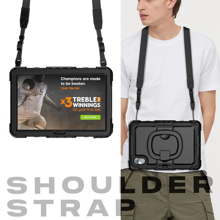 For Lenovo Xiaoxin Pad 2024 / 2025 Handle Silicone Hydric PC Tablet Case with Shoulder Strap(Black) - free shipping - PMC Jewellery - Order now!