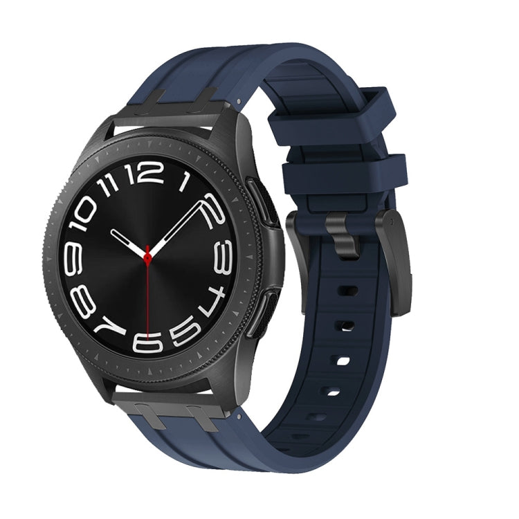 20mm Flat Head Silicone Watch Band(Black Blue) - 20mm Bands by PMC TechLife | Online Shopping South Africa | PMC TechLife