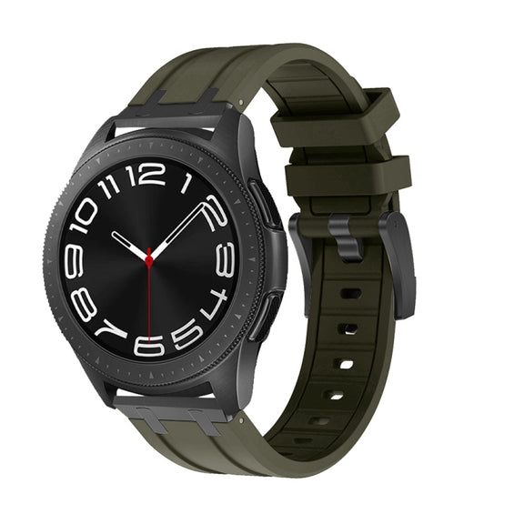 20mm Flat Head Silicone Watch Band(Black Green)
