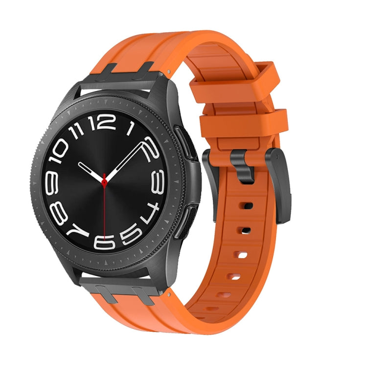 22mm Flat Head Silicone Watch Band(Black Orange) - 22mm Bands by PMC TechLife | Online Shopping South Africa | PMC TechLife