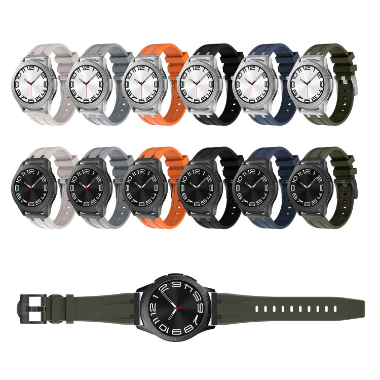 20mm Flat Head Silicone Watch Band(Silver Green) - 20mm Bands by PMC TechLife | Online Shopping South Africa | PMC TechLife
