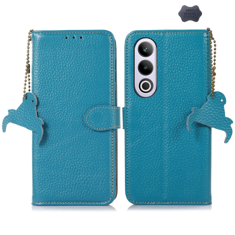 For OnePlus Nord CE4 5G / K12 5G Genuine Leather Litchi Texture RFID Leather Phone Case(Blue) - free shipping - PMC TechLife - Order now!