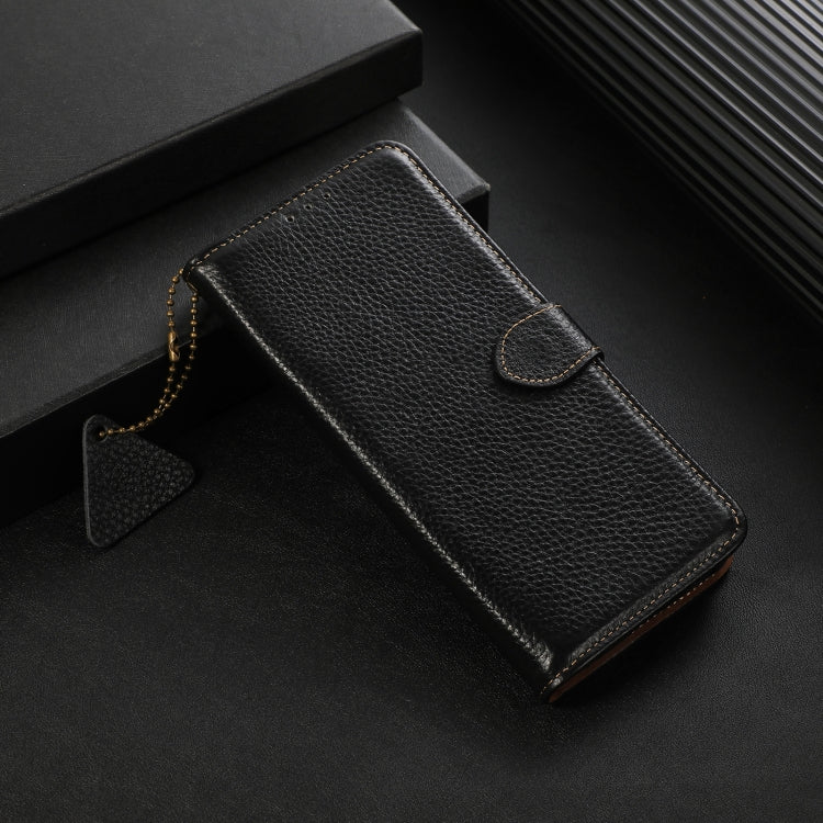 For OnePlus Nord CE4 5G / K12 5G Genuine Leather Litchi Texture RFID Leather Phone Case(Black) - OnePlus Cases by PMC TechLife | Online Shopping South Africa | PMC TechLife | Buy Now Pay Later Mobicred