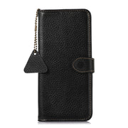 For OnePlus 13 Genuine Leather Litchi Texture RFID Leather Phone Case(Black)