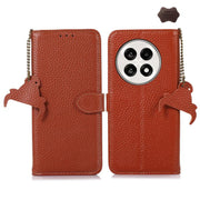 For OnePlus Ace 5 / 13R 5G Genuine Leather Litchi Texture RFID Leather Phone Case(Coffee)