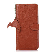For OnePlus Ace 5 / 13R 5G Genuine Leather Litchi Texture RFID Leather Phone Case(Coffee)
