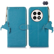 For OnePlus Ace 5 / 13R 5G Genuine Leather Litchi Texture RFID Leather Phone Case(Blue)