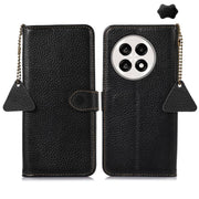 For OnePlus Ace 5 / 13R 5G Genuine Leather Litchi Texture RFID Leather Phone Case(Black)