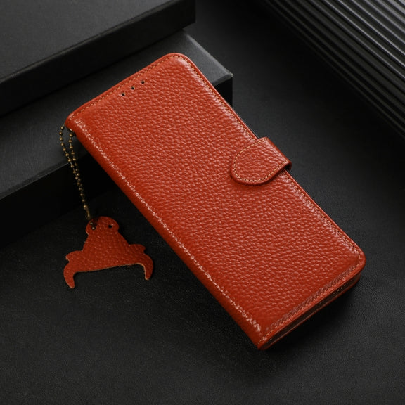 For Google Pixel 9 Genuine Leather Litchi Texture RFID Leather Phone Case(Coffee)