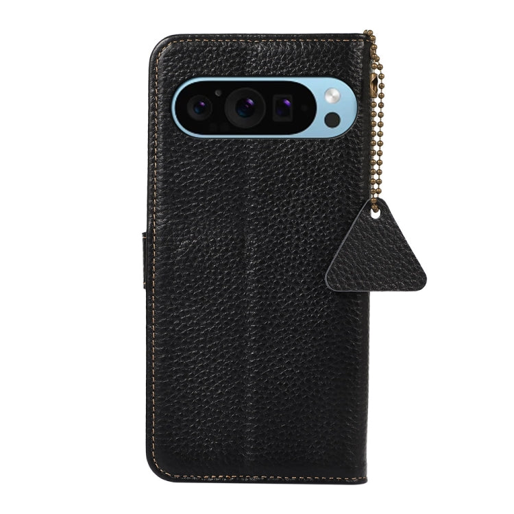 For Google Pixel 10 / 9 Genuine Leather Litchi Texture RFID Leather Phone Case(Black) - Google Cases by PMC TechLife | Online Shopping South Africa | PMC TechLife | Buy Now Pay Later Mobicred