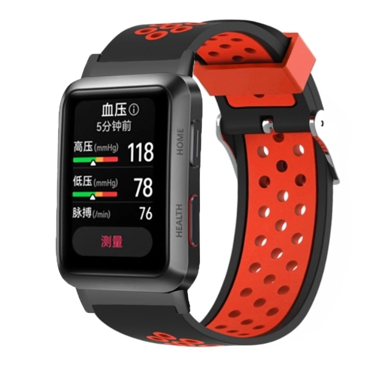 For Huawei Watch D Two Color Punched Silicone Watch Band(Black Red) - Watch Bands by PMC TechLife | Online Shopping South Africa | PMC TechLife