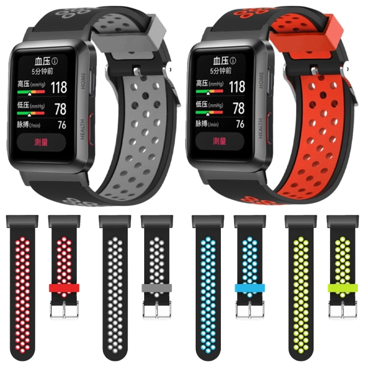 For Huawei Watch D Two Color Punched Silicone Watch Band(Black Green) - Watch Bands by PMC TechLife | Online Shopping South Africa | PMC TechLife