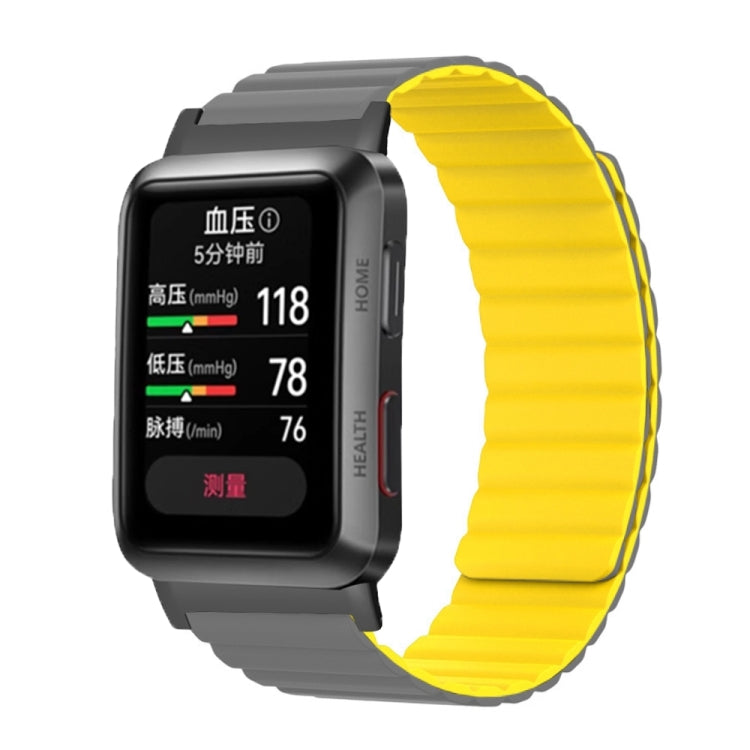For Huawei Watch D Magnetic Silicone Watch Band(Grey Yellow) - Watch Bands by PMC TechLife | Online Shopping South Africa | PMC TechLife