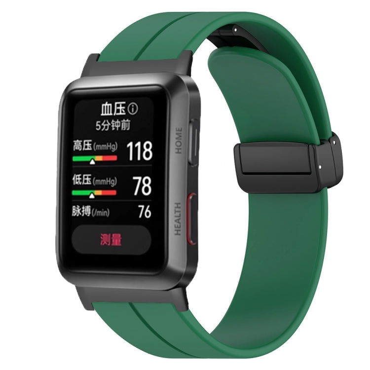 For Huawei Watch D Solid Color Folding Magnetic Buckle Silicone Watch Band(Army Green) - Watch Bands by PMC TechLife | Online Shopping South Africa | PMC TechLife