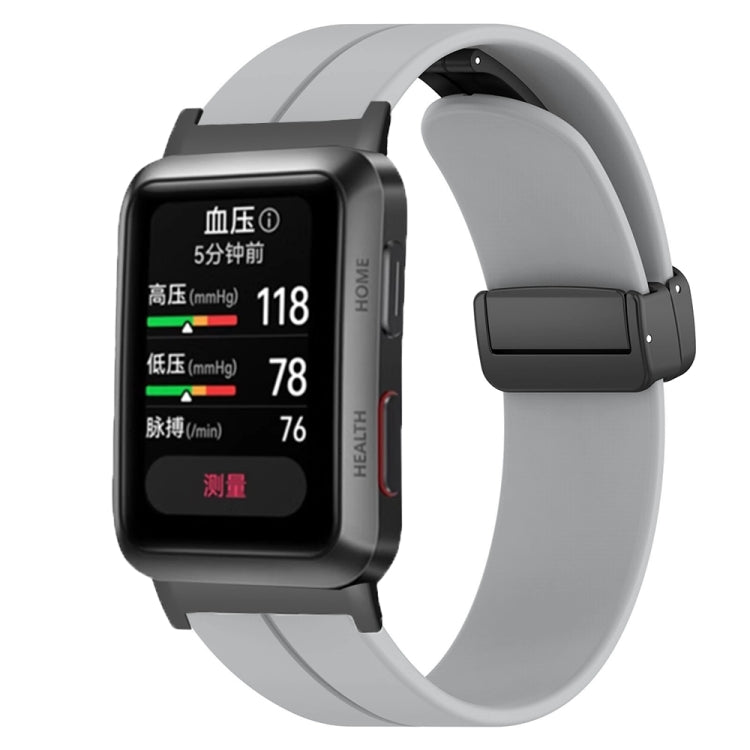 For Huawei Watch D Solid Color Folding Magnetic Buckle Silicone Watch Band(Light Grey) - Watch Bands by PMC TechLife | Online Shopping South Africa | PMC TechLife