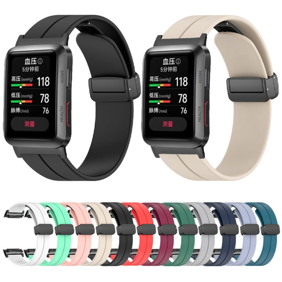 For Huawei Watch D Solid Color Folding Magnetic Buckle Silicone Watch Band(Mint Green)