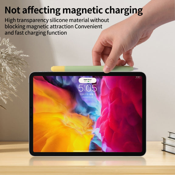 For Apple Pencil (USB-C) Double Cap Contrasting Color Silicone Protective Case(Black)