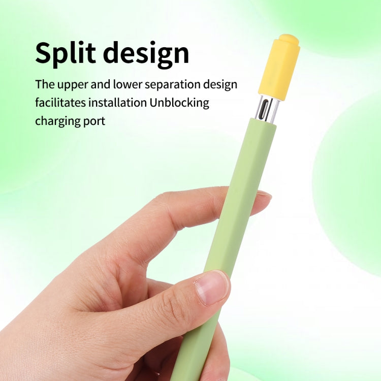 For Apple Pencil (USB-C) Double Cap Contrasting Color Silicone Protective Case(Black)