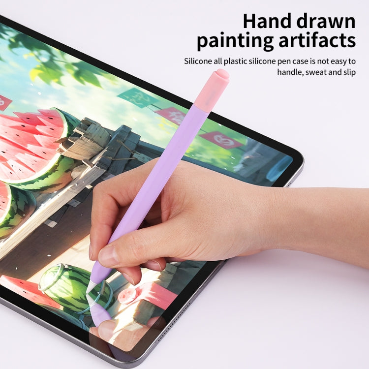 For Apple Pencil (USB-C) Double Cap Contrasting Color Silicone Protective Case(Sky Blue)