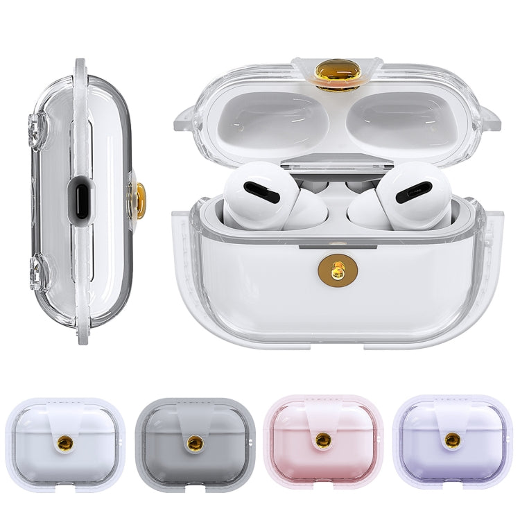 For AirPods Pro 1 Magnetic Clear Armor TPU TWS Earphone Case(Pink)