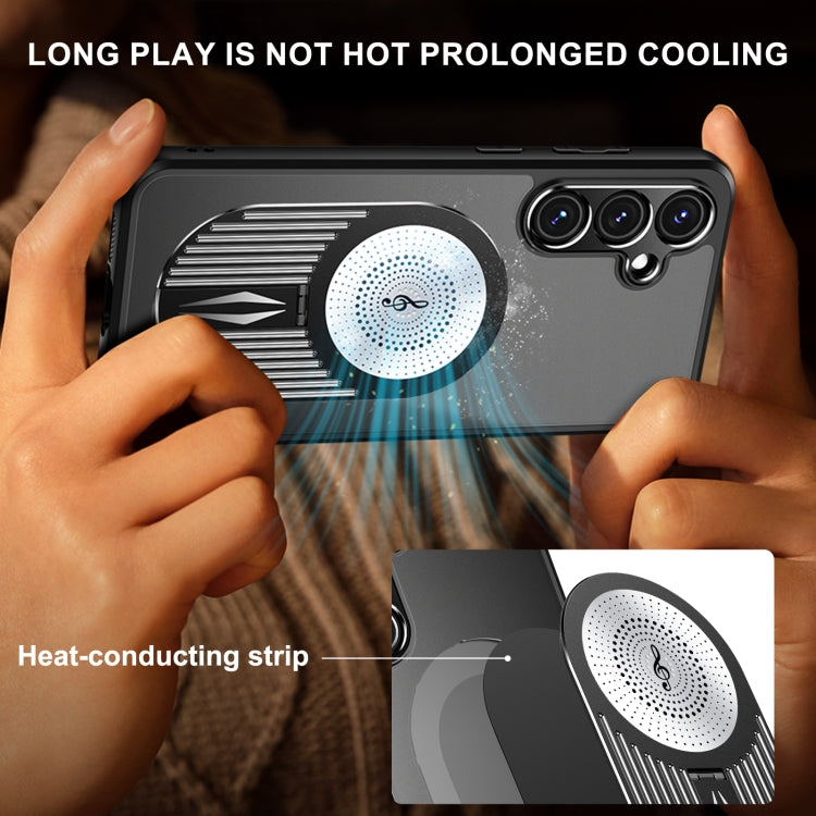 For Samsung Galaxy S24 FE 5G Heat Dissipation Aromatherapy MagSafe Holder Phone Case(Black)