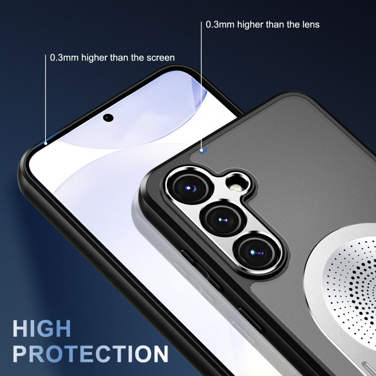 For Samsung Galaxy S24 FE 5G Heat Dissipation Aromatherapy MagSafe Holder Phone Case(Silver)