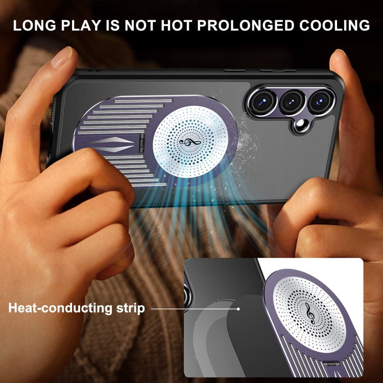 For Samsung Galaxy S24 FE 5G Heat Dissipation Aromatherapy MagSafe Holder Phone Case(Purple)