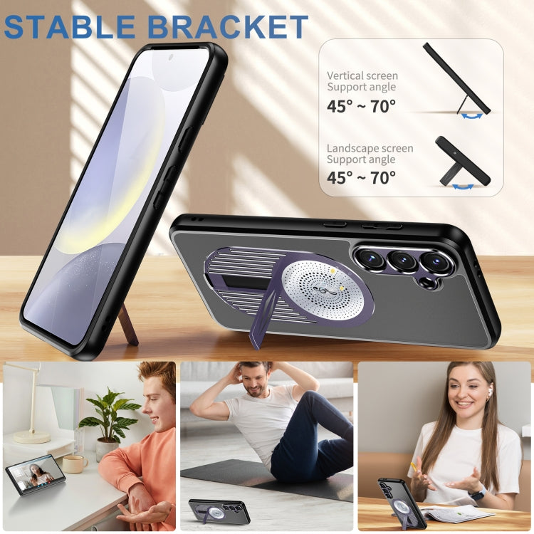 For Samsung Galaxy S24 FE 5G Heat Dissipation Aromatherapy MagSafe Holder Phone Case(Purple)