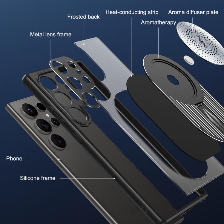 For Samsung Galaxy S25 Ultra 5G Heat Dissipation Aromatherapy MagSafe Holder Phone Case(Black) - Galaxy S25 Ultra 5G Cases by PMC TechLife | Online Shopping South Africa | PMC TechLife | Buy Now Pay Later Mobicred